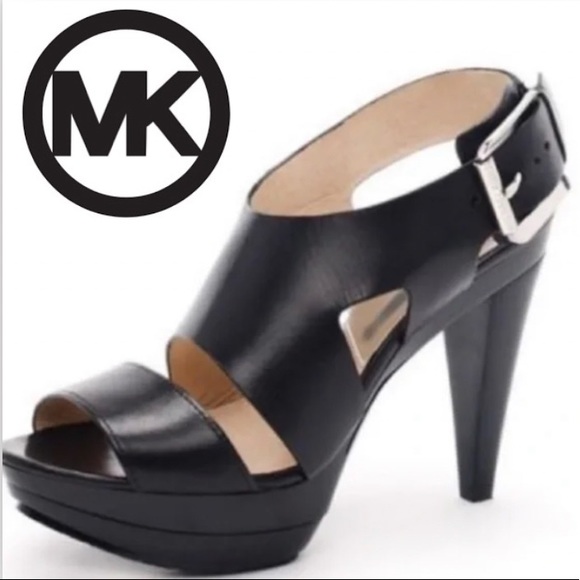 Michael Kors Shoes - SOLD! Michael Kors Vintage Carla Black Strapped Platform Stacked High Heels 6.5